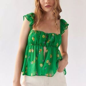 UO Deandra Chiffon Split Hem Top